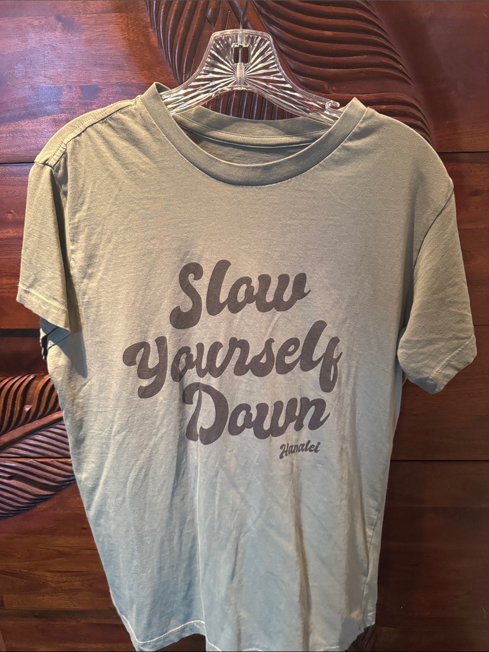 Men's 'Slow Yourself Down' Olive Green Graphic Tee